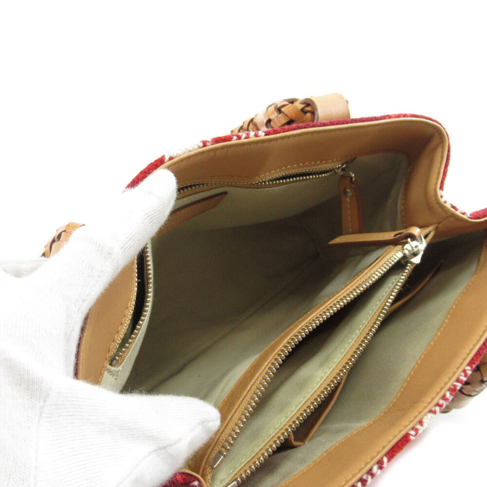 BURBERRY Check Tote Bag Wool Leather - Picture 5 of 10